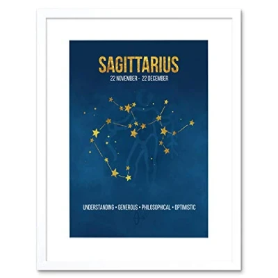 Image of Wee Blue Coo Zodiac Star Sign Birthday Astrology Sagittarius Framed Wall Art Print