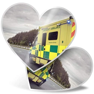 Image of 2 x Heart Stickers 7.5 cm Ambulance Emergency Services Fun Decals for Laptops,Tablets,Luggage,Scrap Booking,Fridges, #15804