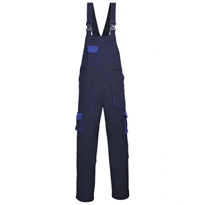 Image of SW Men&#039;s Contrast Painters Work Wear Bib and Brace Overall Coverall Elastic Back Dungarees Navy/Royal XXX Large