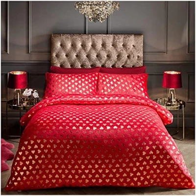 Image of GC GAVENO CAVAILIA Teddy Plush Duvet Cover, Reversible Fleece Bedding Sets Double, Fluffy Quilt Cover With Pillowcases, Deep Red