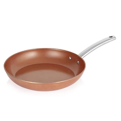 Image of Tower T800044 Copper Forged Induction Frying Pan, Non Stick Ceramic Coating, Easy to Clean, Dishwasher Safe, 30 cm