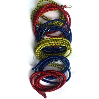 Image of Quailitas Bungee Cords [Pack of 6] 1.8m Long Heavy Duty Multi Purpose Cord w/Reverse Hook Design, 30Kg Load Capacity, Durable Material