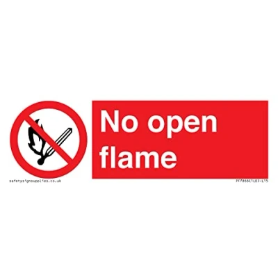 Image of No open flame Sign 150x50mm L15