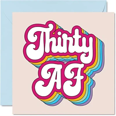 Image of Funny 30th Birthday Cards for Men Women Him Her Thirty 30 AF Thirtieth Happy Card Brother Sister Son Daughter Friend Cousin Auntie Uncle, 145mm x Humour Bday Greeting
