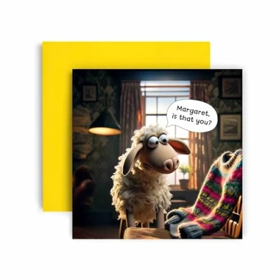 Image of Huxters Birthday Cards for Him and Her Sheep Versus Sweater Friend wife Husband Card Men Women Funny Mum Dad Sister Brother Auntie Uncle Happy 14.8cm