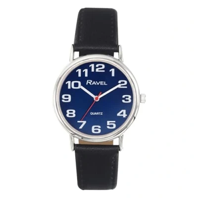 Image of Ravel Women&#039;s Easy Read Watch with Big Numbers Analogue Quartz R0105.52.2A Black/Silver Tone/Sunray Blue Dial
