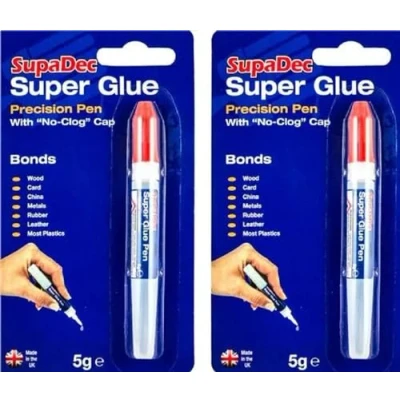 Image of 2x SupaDec Super Glue Precision Pen 5g Adhesives Strong Bonding With No Clog Cap 2pcs Superglue Applicator