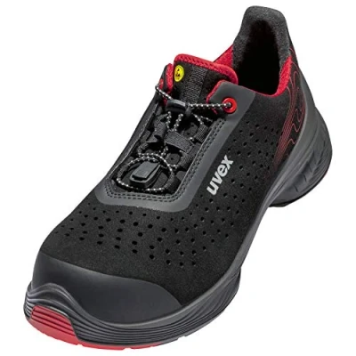 Image of Uvex 68372 Perforated Safety Shoes S1 P SRC ESD Red/Black, red black, 7 UK