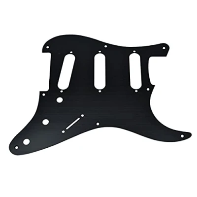 Image of KAISH 8 Hole Metal Aluminum Anodized Vintage Style ST/Strat SSS Pickguard Guitar Pick Guard Scratch Plate for USA/Mexico Stratocaster/Strat Black