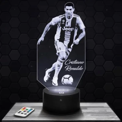 Image of Bedside lamp C. Ronaldo Football Player Night Light 3D LED Illusion, Christmas, Gift idea for Boys and Girls Birthday Children&#039;s or Adult&#039;s Bedroom TOP