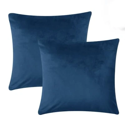 Image of Imperial Rooms Cushion Covers 45 x cm Pack of 2 Square Throw Velvet Pillow Cases Bedroom Decor for Sofa Living Room Car (Navy, 18 Inch)