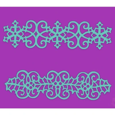 Image of Sweet Dixie Swirling Holly and Snowflakes Border Stencils