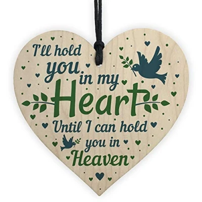 Image of RED OCEAN Mum Nan Dad Tribute Wooden Heart Memorial Tree Decoration Plaque Bauble In Memory Sign