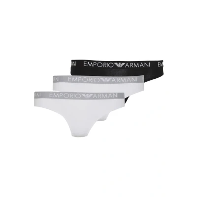 Image of Emporio Armani Brazilian Brief 2 PACK Briefs, Women&#039;s, Size: Large, White/black