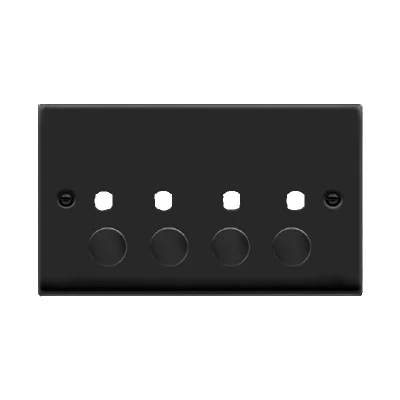 Image of Click Deco 4 Gang Unfurnished Dimmer Plate and Knob (1600W Max) Matt Black
