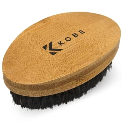 Image of Kobe Palm Men&#039;s Military Style Boar Bristle Hair Brush/Beard Brush Hand Sized Beard for Men Perfect Care Works Well With Oils (Bamboo)