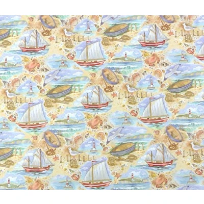 Image of Melody Jane Dolls House &#039;At the Beach&#039; Miniature Print 1:12 Scale Seaside Scene Wallpaper