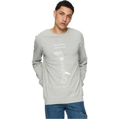 Image of Upscale by Mister Tee Depresso Crewneck Sweatshirt, Men&#039;s, Size: Small, Grey