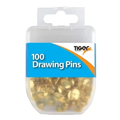 Image of Tiger : Brass Drawing Pins Pack of 100