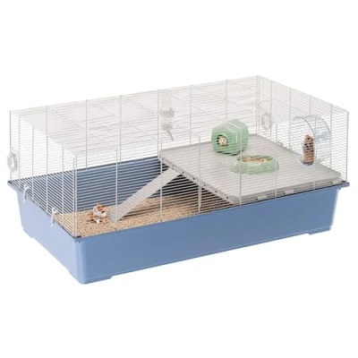 Image of Ferplast Hamster Cage, MILOS JUMBO and Mouse cage made of recycled iron plastic. Large, equipped modular small pets with wide plastic bottom, Easy cleaning 95,3 x 57 h 41 cm