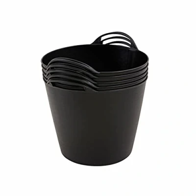 Image of BiGDUG Plastic Flexi Tubs (26 Litre) Pack of 5 Black Heavy Duty Flexible Storage Bucket Multi Purpose Round Container