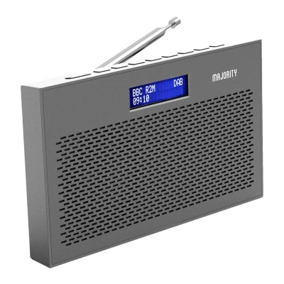 Image of Majority Histon Radio, DAB, DAB+ Digital and FM, Compact, Portable, Battery Mains Powered, Dual Alarm, 20 Preset Stations, 3.5mm Headphone Jack, Snooze Function, LCD Display Charcoal