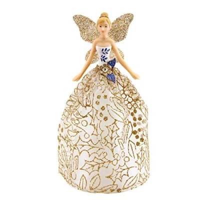 Image of Gisela Graham Resin and Fabric Tree Top Fairy Blue Gold in various sizes (18 Centimeter)
