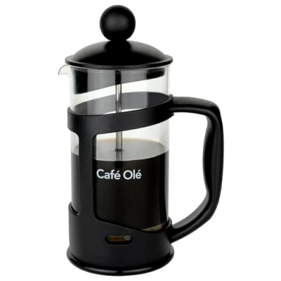 Image of Café Olé 3 Cup Everyday Black Plastic Cafetiere, Rust Resistant Stainless Steel Filter, Insulated Frame, Dishwasher Safe, French Press