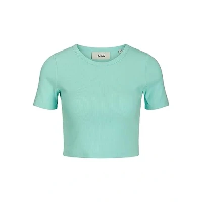 Image of JJXX Women&#039;s Jxflorie Str SS Rib Tee JRS Noos T Shirt, Aruba Blue, M