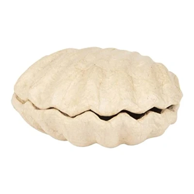 Image of Décopatch Ref BT078C Seashell Box to Decorate Papier Maché Object 12 x 5.5cm with Papers &amp; PaperPatch Glue, Glitter, Paints, Unité