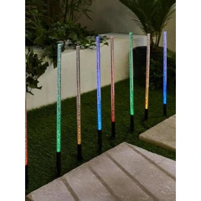 Image of Garden Mile 16pc Multi Colour LED Lights Solar Powered Unique Bubble Effect Stake for Driveway and Pathway Lighting Outdoor Decorative Light Lawn Border Flowerbeds Patio