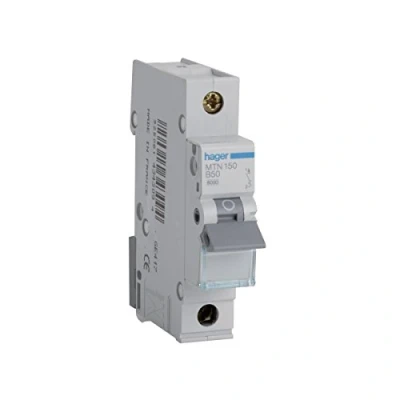 Image of Hager MTN150 Miniature Circuit Breaker, 1 Pole, Module, Type B, 6 kA Breaking Capacity, 50 A Current