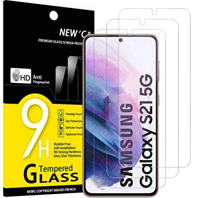 Image of NEW&#039;C 3 Pack Designed for Samsung Galaxy S21 5G (6.2&quot;) Screen Protector Tempered Glass,Case Friendly Scratch proof, Bubble Free, Ultra Resistant