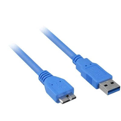 Image of Sharkoon USB 3.0 Cable, A Male to Micro B cable Data transfer up 5 Gbit/s blue 3 m