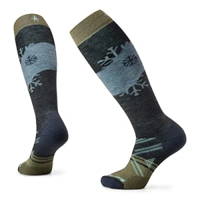 Image of Smartwool Women&#039;s Ski Full Cushion Snowpocalypse Pattern OTC Socks, CHARCOAL, Medium