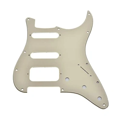 Image of KAISH 11 Hole American Modern Strat Style HSS Pickguard 2 Screw Round Corner Humbucking Pickup Mounting for Stratocaster/Strat Cream 3 Ply