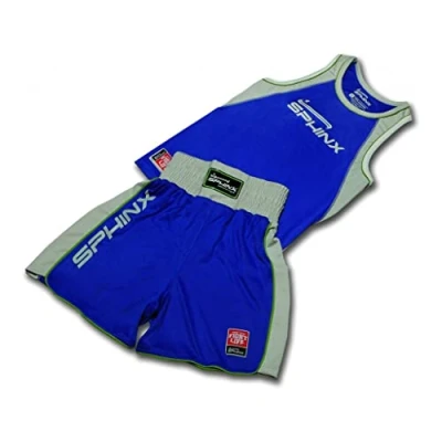 Image of Kenneth J Lane Sphinx Boxing Shorts And Tank Top, unisex, Pugilato, blue, Large