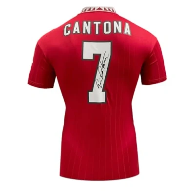 Image of Exclusive Memorabilia Eric Cantona Signed Manchester United 2022 23 Football Shirt Red