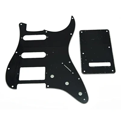 Image of Dopro Strat HSS Guitar Pickguard ST Back Plate Tremolo Cover for USA/Mexican FD Black 3 Ply