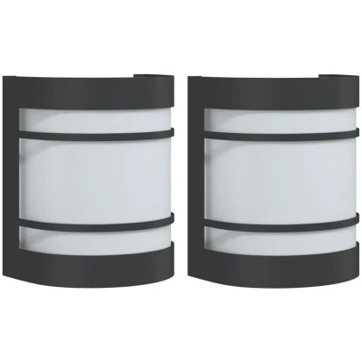 Image of vidaXL Outdoor Wall Lights 2pcs Black Stainless Steel