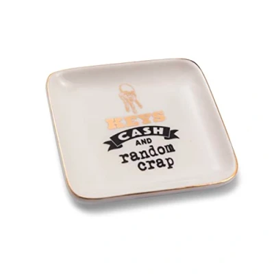 Image of Keys Cash &amp; Random Crap Ceramic Trinket Tray Sentimental Gift Idea 280000029