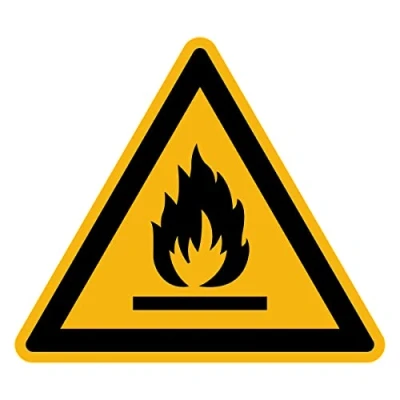 Image of Sticker Danger Warning NF ISO 7010 Laminated Triangular Signage Adhesive Water and UV Resistant Flammable Materials 15x15 cm