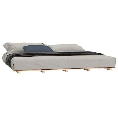 Image of vidaXL Solid Pine Wood Bed Frame for 6FT Super King Mattress, Rustic, Bedroom Decor, Easy Assembly, Sturdy Structure with Plywood Slats, Untreated
