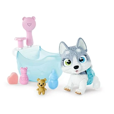 Image of Simba Pamper Petz Husky 105953560 with Bathtub, Pump Function, Drinking Bottle, Foam Water Syringe, 25 cm Toy Dog, from 3 Years