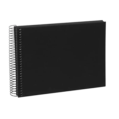 Image of goldbuch Bella Vista 20962 Spiral Photo Album 24 x 17 cm with 40 Black Pages Linen Memory Book for Pictures and Photos to Stick in Green