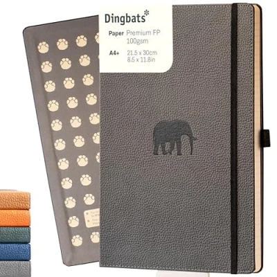 Image of Dingbats* Wildlife Dotted Extra Large A4 Notebook PU Leather Hardcover Journal for Work, Writing Pocket, Elastic Closure, Pen Holder, Bookmark