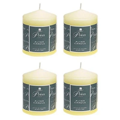 Image of 4 X Prices Ivory Altar Candle 100mm 80mm 50 Hours Burn Time