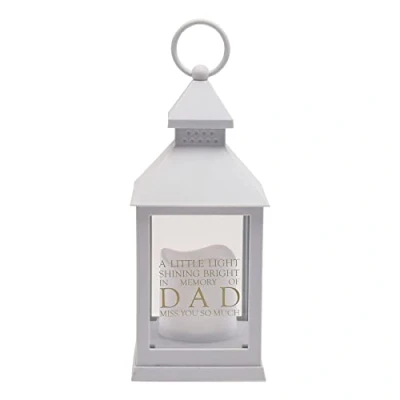 Image of Widdop and Co Grey Graveside Memorial Battery Operated LED Lantern Dad