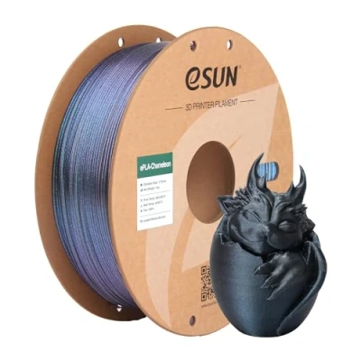 Image of eSUN Chameleon PLA Filament 1.75mm, Glitter 3D Printer Filament, Gradient Color Change Dimensional Accuracy +/ 0.05mm, 1KG Spool (2.2 LBS) for Printers, Tech Black