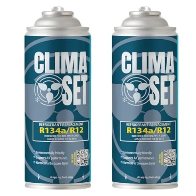 Image of ClimaSet A/C Gas for Car Air Conditioning R134a Replacement 1994 to 2016 Cars Nature Conscious Non Toxic Corrosion Resistant 2 Pieces 560 g